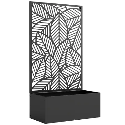 Povišeni vrtni krevet s rešetkom 60x30x113 cm Crni metal