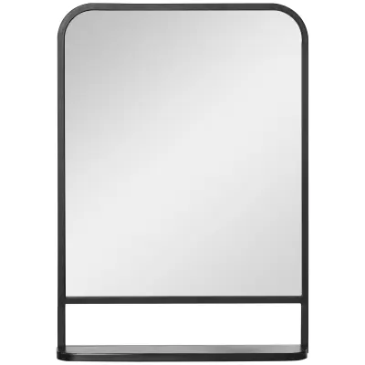 Zidno ogledalo s policom 70x50x10,2 cm crno