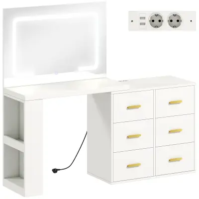 Toaletni stol s podesivim LED ogledalom 118x78x135 cm bijeli