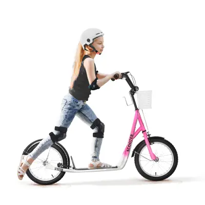 Dječji romobil 139x58x90-96 cm Roza i bijela