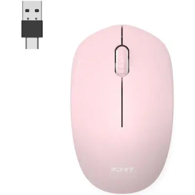 Port miš OFFICE bežični USB-A/USB-C, roza
