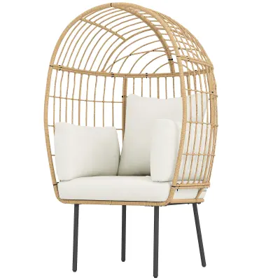 Ratan fotelja u obliku jajeta 95x80x155 cm bež