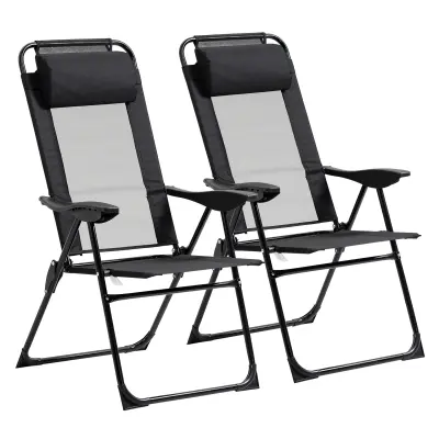 Skup vrtnih stolica na preklop 2 komada 62x70x109 cm crne boje