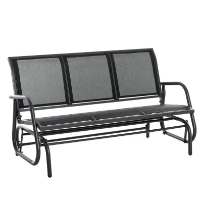 Vrtna ljuljačka klupa za 3 osobe 151x75x85 cm crna