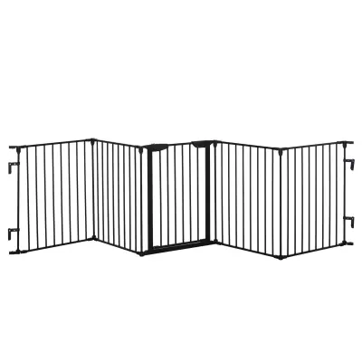 Igraonica za kućne ljubimce sklopiva pregrada s vratima 300x74,5 cm crna