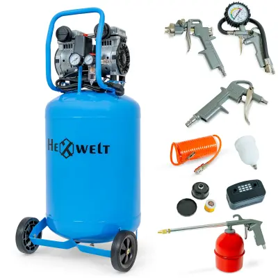 Industrijski uljni kompresor HEXWELT SET-HW-KP-50L – 50 L, 1500 W, 8 bar, 317 L/min, 5u1 komplet