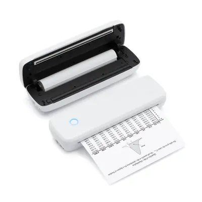 Prijenosni termalni pisač s Bluetooth i USB vezom, punjiv White