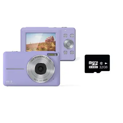 Ljubičasti kompaktni digitalni fotoaparat s autofokusom, maksimalnom rezolucijom od 44M, 16x digitalnim zumom i snimanjem videa od 1080p