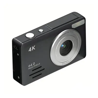 4K 64MP digitalni fotoaparat s 18x zumom - početnički putni selfie fotoaparat Crna