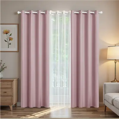 Set od 3 zavjesa za zamračivanje (132x160cm) - moderne i elegantne zavjese za zamračivanje Ružičasta