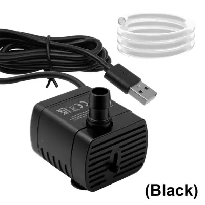 1,5 m USB potopna vodena pumpa s podesivim ventilom - mikro pumpa bez četkica 5 V, nehrđajući čelik 304+ABS, IPX8 Black