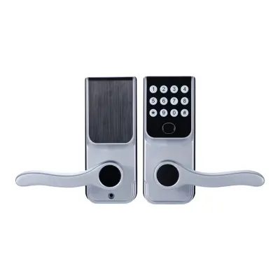 RF-S826 Pametna brava s jednim zasunom i čitačem otiska prsta - srebrna aluminijska legura, otisak prsta+PIN+RF kartica+APP+rezervni ključ