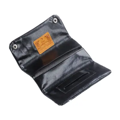 Vintage prenosiva torbica za duhan s držačem za papire za motanje - mekani PU kožni etui Crna