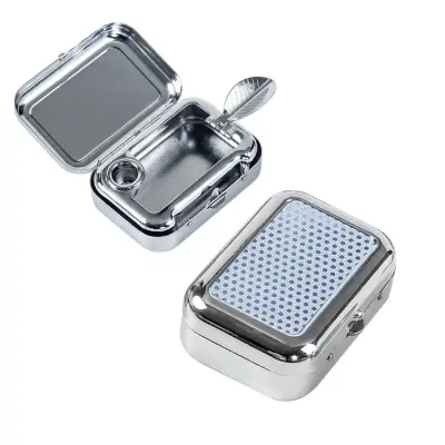 Mini prijenosni pepeljar - džepni, aluminijska legura, opružni poklopac, ugrađeni ugašivač