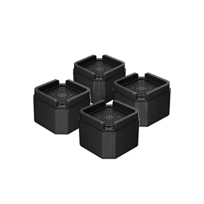 Crni kvadratni podizači za namještaj - visina 5 cm - set od 4 [80x80x50mm] - slagivi nastavci za noge kreveta, sofe i stolova