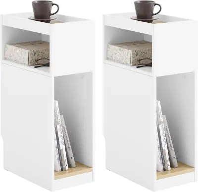 Noćni stolac Polica Boja Bijela Smeđa 35x20x60cm FBT171-WNx2