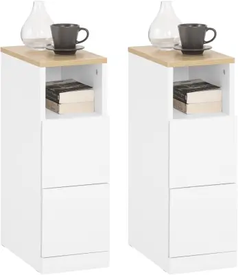 Noćni stolac Ladica Boja Bijela Drvo 35x20x60cm FBT149-WNx2
