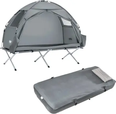 Kampaški šator s krevetom Funkcija Siva Siva 193.5x86x160cm OGS32-II-HG-TP