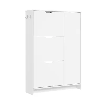 Ormar za cipele s 3 ladice i vratima Bijela 84x24x121cm FSR220-W