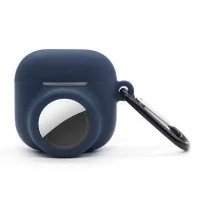 2-u-1 Silikonska Navlaka za AirPods i AirTag, Otporna na Udare Dark Blue