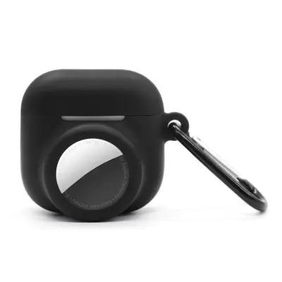 2-u-1 Silikonska Navlaka za AirPods i AirTag, Otporna na Udare Black