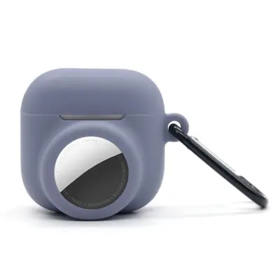 2-u-1 Silikonska Navlaka za AirPods i AirTag, Otporna na Udare Gray