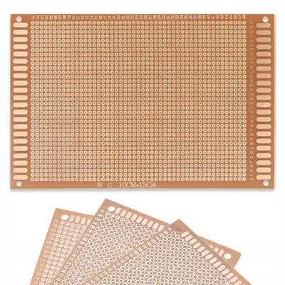 Jednostrani Univerzalni Prototipski Tiskani Krug 100 X 150 Mm – THT Montaža, Raster 2,54 Mm, 4 Montažne Rupe