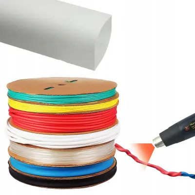 Termoskupljajuća Cijev Bijela 30 Mm 1 M – Samogasiva, Visoka Elastičnost, Izolacija, 2:1 Skrčenje, 1000 V, UV Resistant