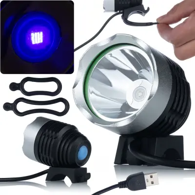 UV Lampa Za Učvršćivanje Soldermaske – USB 5V, 3 Moda Svjetla, 2 UV LED, 1 M Kabel, Ljubičasta