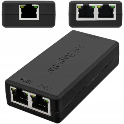 POE Repetitor 1X ULAZ 2X IZLAZ – Razdjelnik Napajanja POE, Gigabit 100M, IEEE802.3Af/At, 30W, ABS | Za IP Kamere I LAN Mreže