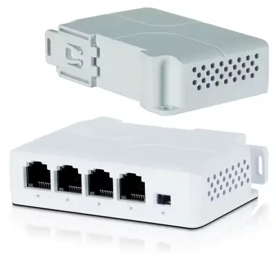 Repetitor POE DIN TH35 – Mlaznica S 1X Ulazom I 3X Izlazom, Gigabit, 25W, 100M, LED, SCP/OLP, CE Rohs