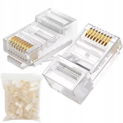 Euronet RJ45 5E Utičnica – Čista Mjed, 8P8C, 100 Kom | Za UTP Kabel, LAN I Patch Panel