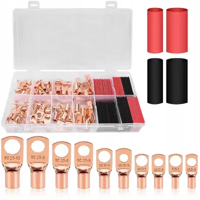Set Očkastih Konektora 6–35 Mm² – Mjed, Termoskupljajuće Cijevi 9 I 13 Mm, 130 Kom | Izolacija, Auto, PV