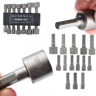 Ključevi 5-12 Mm – Set 14 Kom, Vezanje 1/4, Nehrđajući Čelik, Duljina 2,2 Cm | Za Bušilicu-Šrafilicu