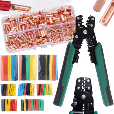 Set Electroset Pro 608 – Kliješta Za Prešanje, Klamerice GT 250 Kom, Termoskupljajuće Cijevi 328 Kom | 0,5–6 Mm², Profesionalni Set