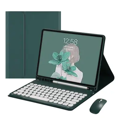 Futrola s Bluetooth tipkovnicom - tamnozelena + Bluetooth miš, kompatibilna sa Samsung Galaxy Tab S7 FE 12,4-inčni T730\/T735