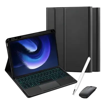 Bluetooth tipkovnica u futroli s touchpadom i pozadinskim osvjetljenjem - Kompatibilna s Huawei MatePad 11.5S (2024) - Crna
