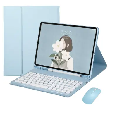 Nebesko plava Bluetooth tipkovnica s futrolom + Bluetooth miš - kompatibilno sa Samsung Galaxy Tab A8 X200\/X205 10.5 inch