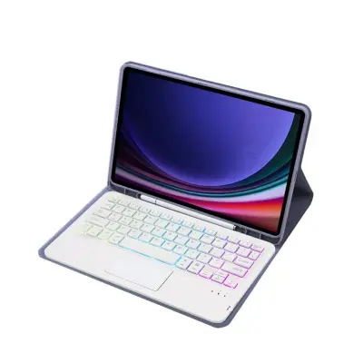 Ljubičasta futrola s Bluetooth tipkovnicom, touchpadom i pozadinskim osvjetljenjem kompatibilna sa Samsung Tab S6 Lite 10.4 inch