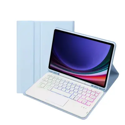 Bluetooth futrola s tipkovnicom u nebesko plavoj boji s touchpadom i pozadinskim osvjetljenjem, kompatibilna sa Samsung Galaxy Tab S7+\/S7 Plus 12,4 i