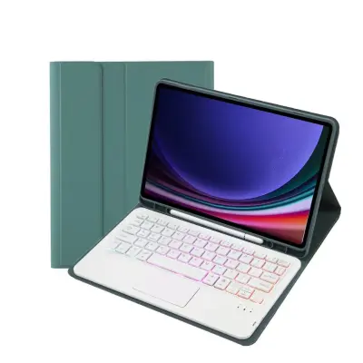 Tamno zelena Bluetooth tipkovnica u futroli s touchpadom i pozadinskim osvjetljenjem, kompatibilna sa Samsung Galaxy Tab S8+\/S8 Plus 12,4 inča