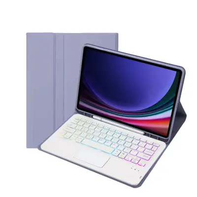 Ljubičasta Bluetooth futrola s dodirnom tipkovnicom s pozadinskim osvjetljenjem, kompatibilna sa Samsung Galaxy Tab A9+ 2023 (11 inča)