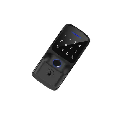 Pametna brava s jednim zasunom i čitačem otiska prsta, kompatibilna s Tuya Bluetooth — otisak prsta, lozinka, kartica, aplikacija i ključ, crna a