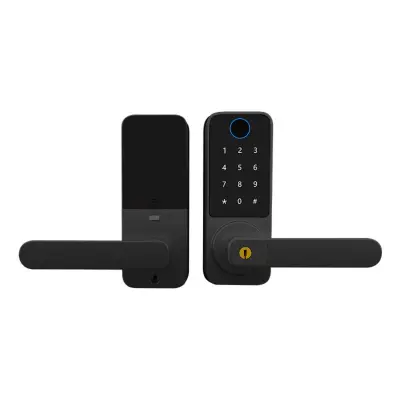 Pametna brava s jednim zasunom i čitačem otiska prsta - Otisak prsta, PIN, Kartica, Aplikacija (Tuya WiFi), Mehanički rezervni ključ, Aluminijska