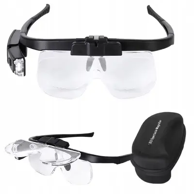 Optiview 6In1 Naočale Povećalo S LED Rasvjetom | USB Punjenje, 1.5X–4.5X, 3 Zamjenjive Leće, Ergonomic Design