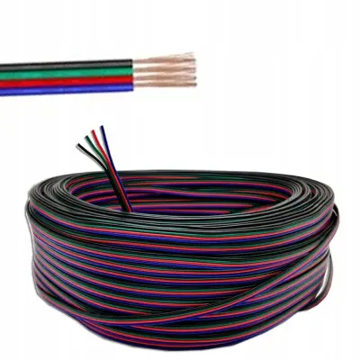 RGB Kabel AWG22 4-Žilni – 1 M, PVC Izolacija, 0,35 Mm², Kosani Bakar, Bojne Žile | Za LED Trake