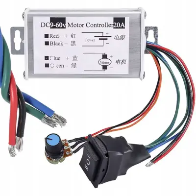 PWM-20A Regulator Brzine DC Motora – Lijevo/Desno, Zaštita, 9–60V, 20A, Kompaktni Modul