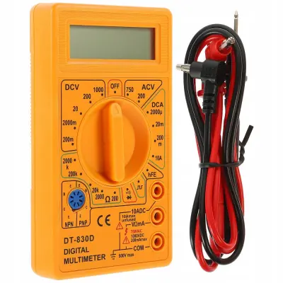 Multimetar DT-830D – Digitalni Mjerač Napona, Struje, Otpora | LCD 49X16Mm, 9V Baterija, ABS, 124X69X24Mm