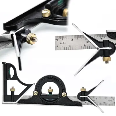Kombinirani Kutomjer – Mjerilo Kuta S Noniusom, Magnifier, 0-180°, Ravnalo 300 Mm | Metalni, Precizan