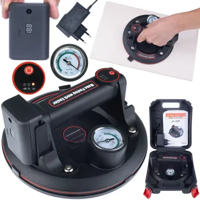 Punjiva Vakuumska Sisaljka – Nosivost 200 Kg, Manometar, Pametni Indikator | Dimenzije 20X20X9 Cm, Li-Ion 3.6 V 1500Mah